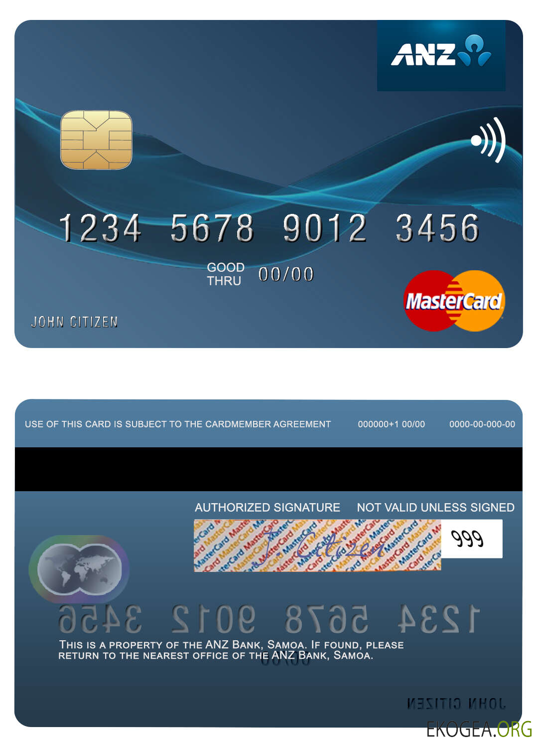 Carte Mastercard de la Samoa ANZ Bank
